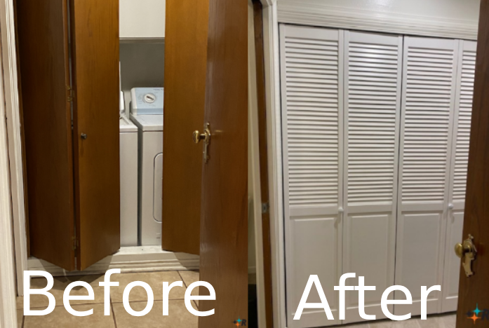 Before and after of a laundry room damage restoration